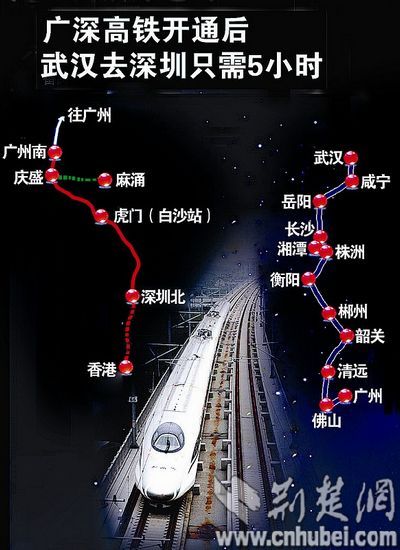 武汉到上海,广州形成了武汉高铁圈的半圆