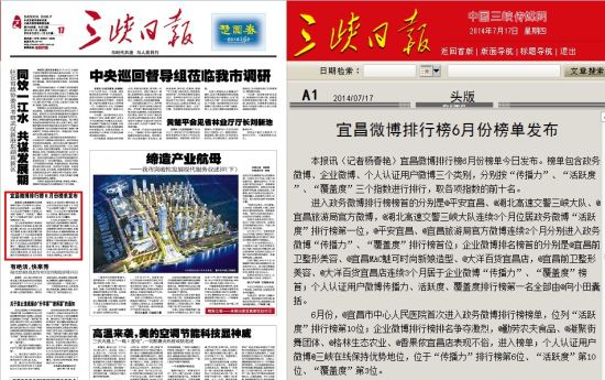 三峡日报微观察:宜昌微博排行榜6月份榜单发布